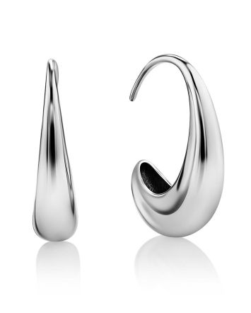 Glossy Sterling Silver Drop Shaped Earrings The Liquid, image 