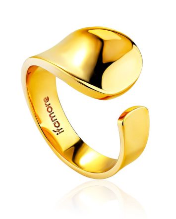 Glossy Gilded Silver Adjustable Ring The Liquid, Ring Size: Adjustable, image 