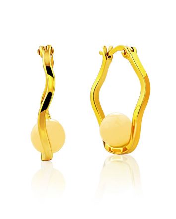 Curvaceous Gilded Silver Amber Hoop Earrings The Palazzo, image 