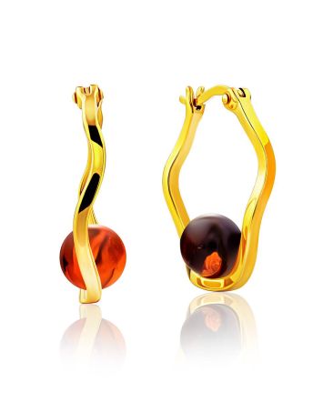 Curvaceous Gilded Silver Amber Hoop Earrings The Palazzo, image 