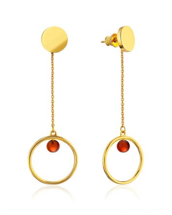 Geometric Design Gilded Silver Chain Drop Earrings The Palazzo, image 