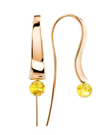 Designer Rose Plated Silver Amber Hook Earrings The Palazzo, image 