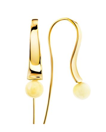 Trendy Gilded Silver Amber Hook Earrings The Palazzo, image 