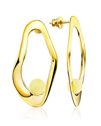 Fluid Form Gilded Silver Amber Stud Earrings The Palazzo, image 