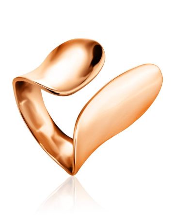 Chic Rose Gold Plated Silver Ring The Liquid, Ring Size: Adjustable, image 