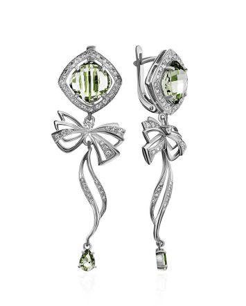 Chic Green Amethyst Dangle Earrings, image 
