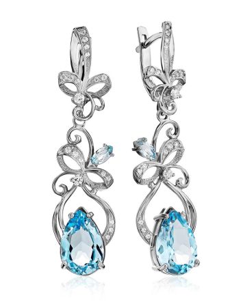 Refined Silver Topaz Drop Earrings, image 