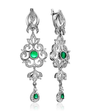 Filigree Silver Agate Dangle Earrings, image 