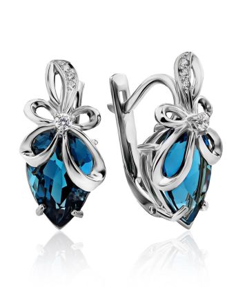 Elegant Silver Topaz Earrings, image 