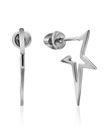 Silver Star Shaped Stud Earrings, image 