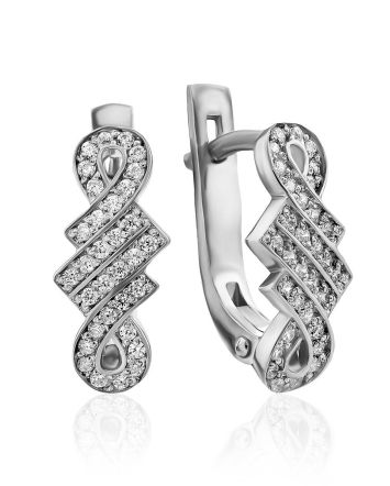 Infinity Motif Silver Crystal Earrings, image 