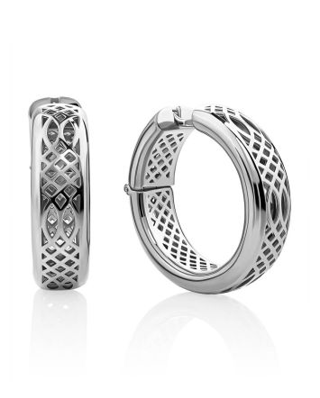 Chunky Silver Hoop Earrings, image 