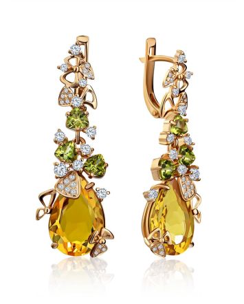Exquisite Gilded Silver Zultanite Dangle Earrings, image 