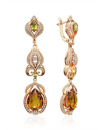 Fabulous Gilded Silver Zultanite Drop Earrings, image 