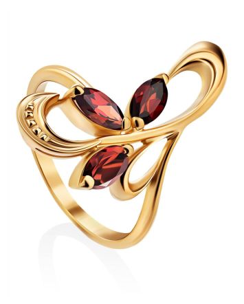 Curvaceous Gilded Silver Garnet Ring, Ring Size: 6.5 / 17, image 