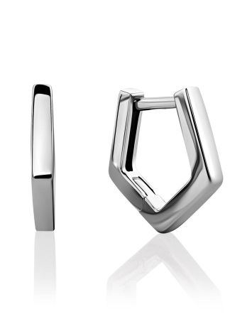 Geometric Design Silver Earrings The ICONIC, image 