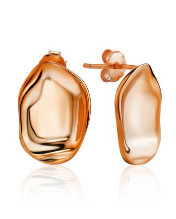 Textured Rose Gold Plated Silver Stud Earrings The Liquid, image 
