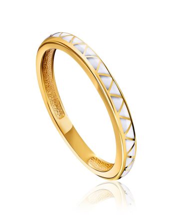 Sleek Slender White Enamel Ring, Ring Size: 6.5 / 17, image 