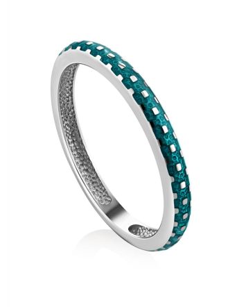 Slender Silver Enamel Ring, Ring Size: 6.5 / 17, image 