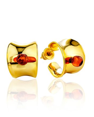 Chunky Gilded Silver Amber Half Hoop Earrings The Palazzo, image 