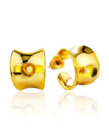 Trendy Gilded Silver Amber Half Hoop Earrings The Palazzo, image 