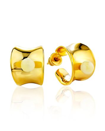 Lustrous Gilded Silver Amber Stud Hoop Earrings The Palazzo, image 