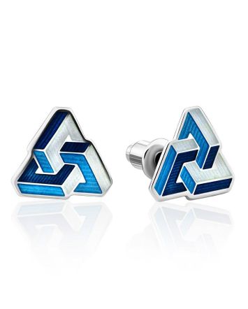 Abstract Design Geometric Enamel Stud Earrings, image 