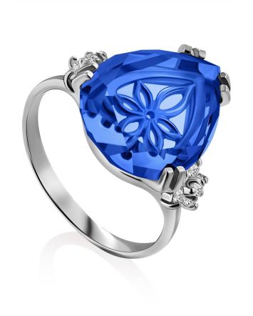 Chic Silver Blue Quartz Ring, Ring Size: 6.5 / 17, image 