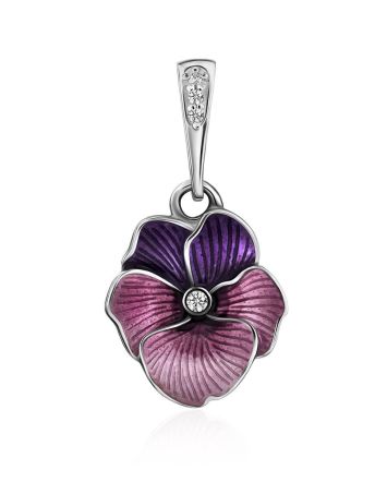 Violet Motif Silver Enamel Pendant, image 