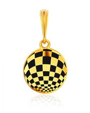Checkerboard Pattern Gilded Silver Enamel Pendant, image 
