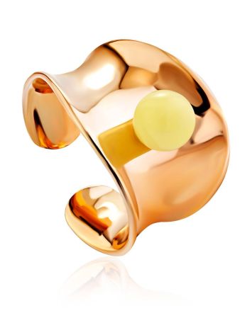 Rose Plated Silver Amber Ring The Palazzo, Ring Size: Adjustable, image 