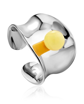 Chic Silver Amber Ring The Palazzo, Ring Size: Adjustable, image 
