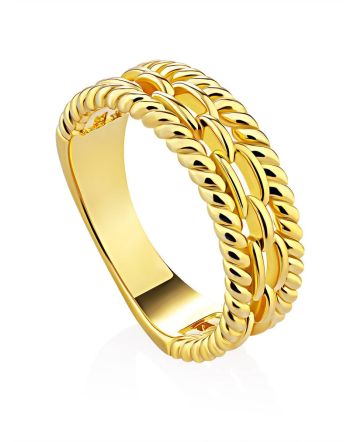 Woven Chain Motif Gilded Silver Ring The ICONIC, Ring Size: 8 / 18, image 