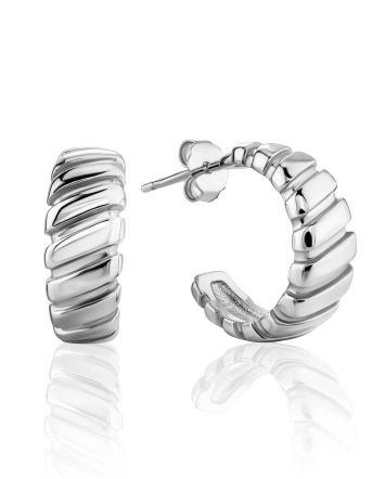 Retro Vibe Silver Mini Hoop Earrings The ICONIC, image 