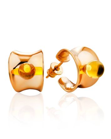 Bright Rose Plated Silver Amber Stud Hoop Earrings The Palazzo, image 