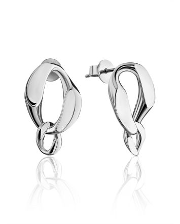 Stylish Silver Chain Earrings The ICONIC, image 