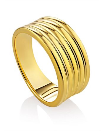 Ribbed Gilded Silver Band Ring The ICONIC, Ring Size: 7 / 17.5, image 
