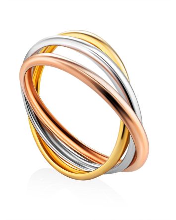 Mix Tone Silver Trinity Ring The Liquid, Ring Size: 6.5 / 17, image 