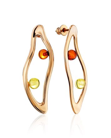 Sleek Rose Gold Plated Amber Stud Earrings The Palazzo, image 