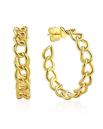 Trendy Chain Motif Gilded Silver Hoops The ICONIC, image 