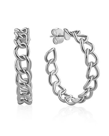 Chain Motif Silver Hoop Earrings The ICONIC, image 
