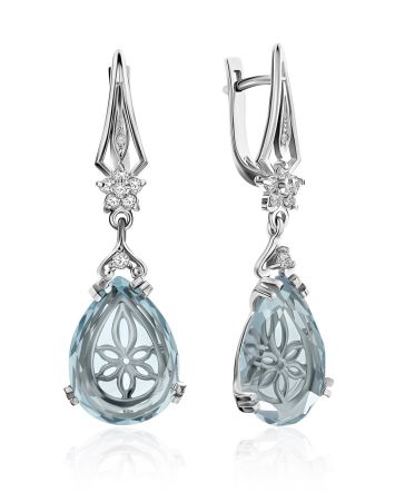 Chic Blue Quartz Drop Earrings, image 
