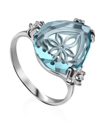 Light Blue Quartz Ring, Ring Size: 8 / 18, image 
