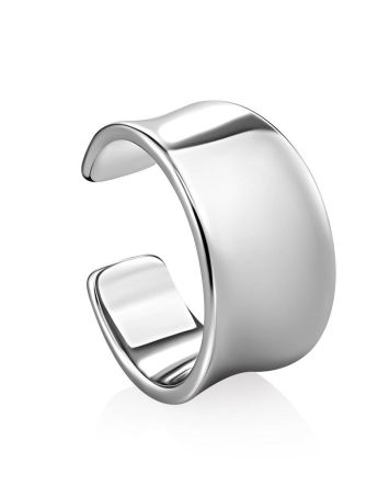 Glossy Wide Silver Ear Cuff The Liquid, image 