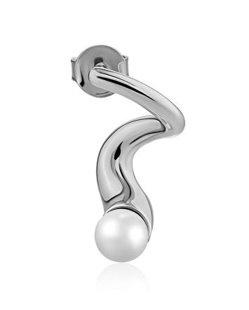 Curvaceous Silver Pearl Mono Earring The Palazzo, image 