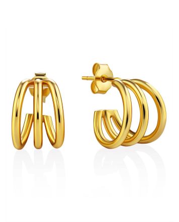 Gilded Silver Triple Line Stud Earrings The ICONIC, image 