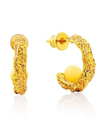 Chic Gilded Silver Amber Half Hoops The Palazzo, image 