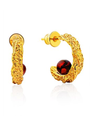 Textured Gilded Silver Amber Half Hoops The Palazzo, image 