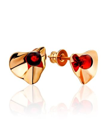 Gilded Silver Amber Stud Earrings The Palazzo, image 