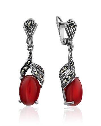 Refined Silver Coral Dangle Earrings With Marcasites The Lace, image 